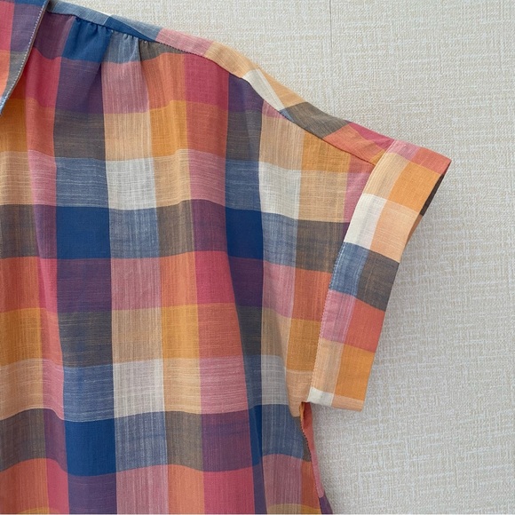 Madewell, Hilltop, Rainbow Madras Plaid, Boxy Shirt, Blue, Orange, Pink,… - Picture 10 of 14